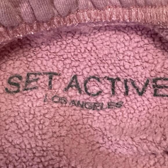 Set Active Pink Fleece Sherpa Lined Pull On High Waisted Sweat Shorts Size S - Picture 5 of 6
